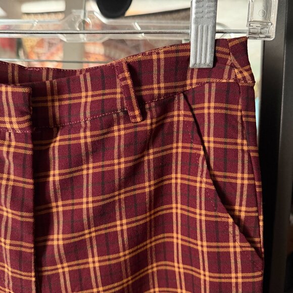 Forever 21 Plaid Flare Pants/Trousers - Maroon & Gold Check - Size XS - Picture 5 of 6